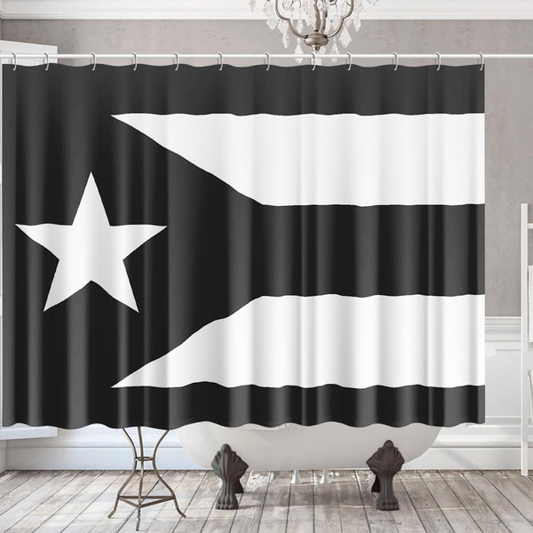 Puerto Rico Black Flag 172. Quick-drying Shower Curtain