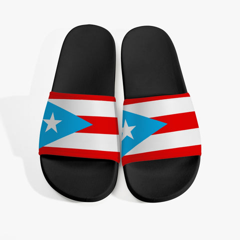 Puerto Rico Light Blue Flag Casual Sandals - Black