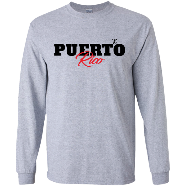 Puerto Rico Black Script 1 LS Ultra Cotton Tshirt - PR FLAGS UP