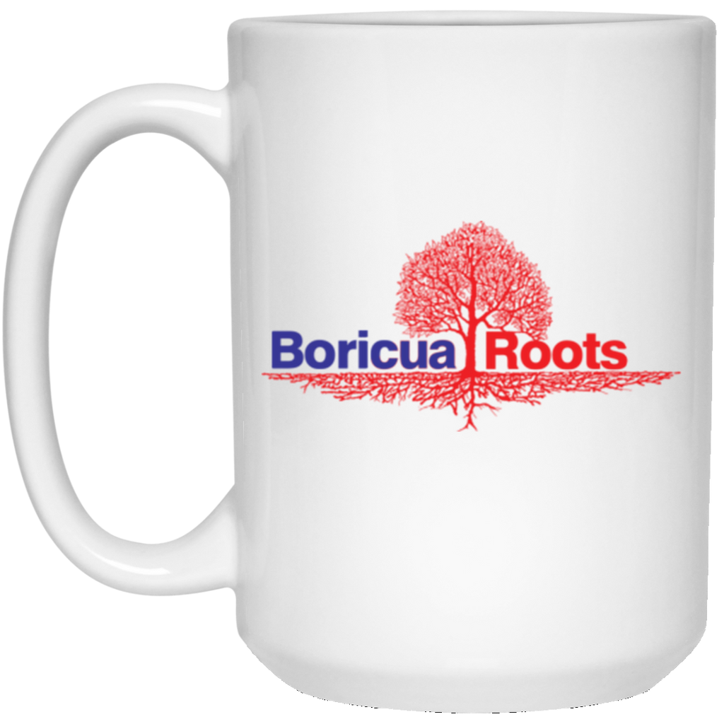 Boricua Roots Blue & Red Logo 21504 15 oz. White Mug - PR FLAGS UP