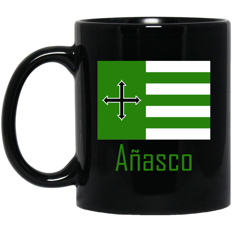 Añasco Flag BM11OZ 11 oz. Black Mug - PR FLAGS UP