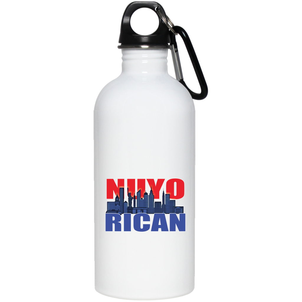 NuyoRican 2 20 oz Stainless Steel Water Bottle - PR FLAGS UP
