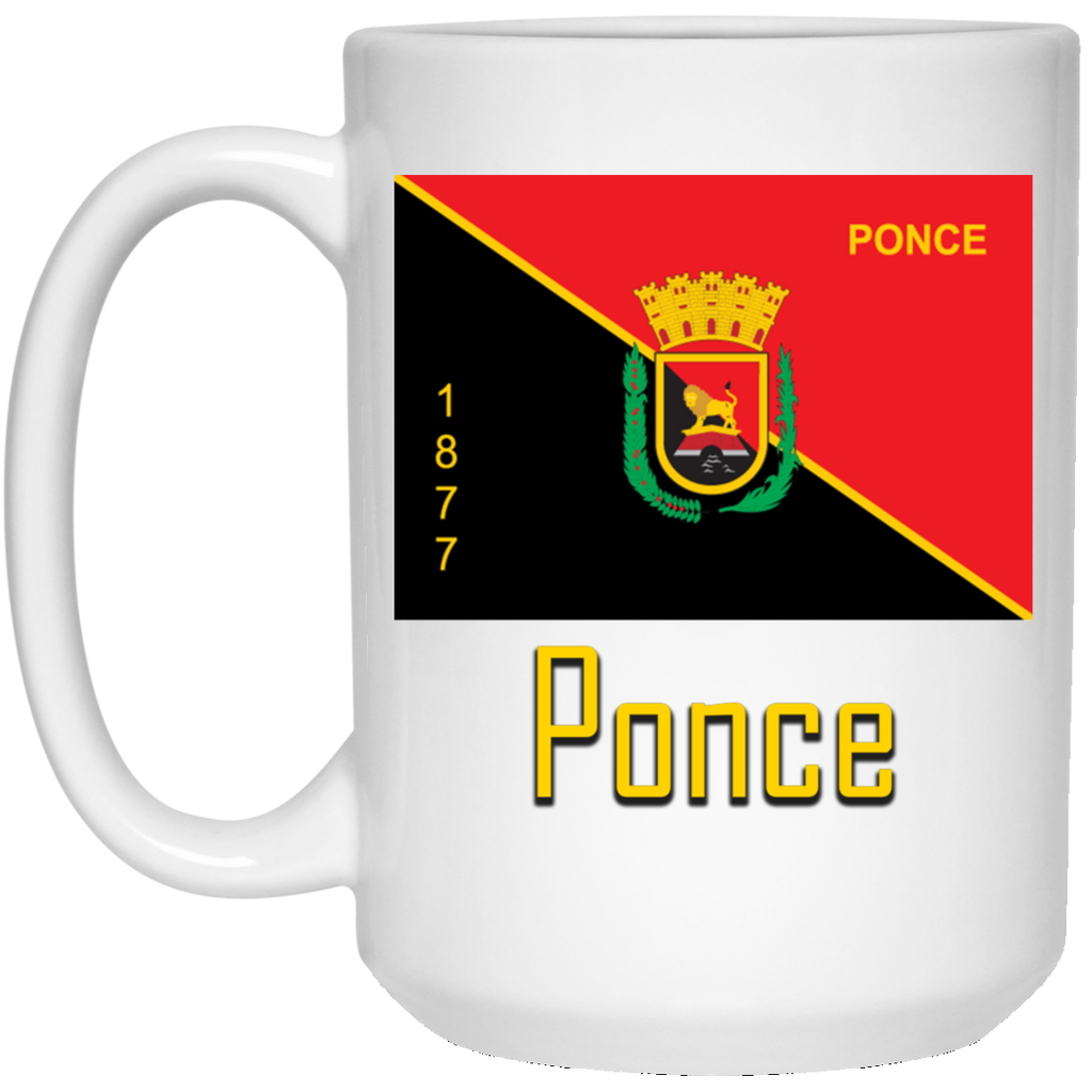 Ponce Flag 21504 15 oz. White Mug - PR FLAGS UP