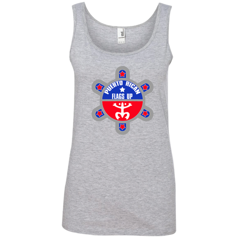 Puerto Rican Flags Up Ladies' 100% Ringspun Cotton Tank Top - PR FLAGS UP