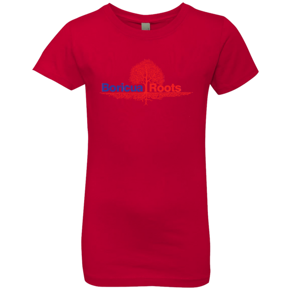 Boricua Roots Red & Blue Logo NL3710 Next Level Girls' Princess T-Shirt - PR FLAGS UP