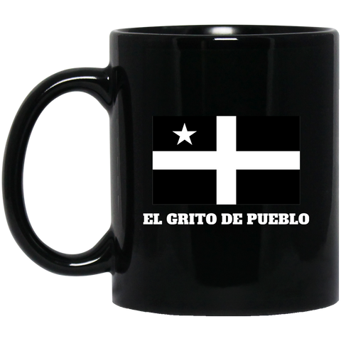 El Grito De Pueblo BM11OZ 11 oz. Black Mug - PR FLAGS UP