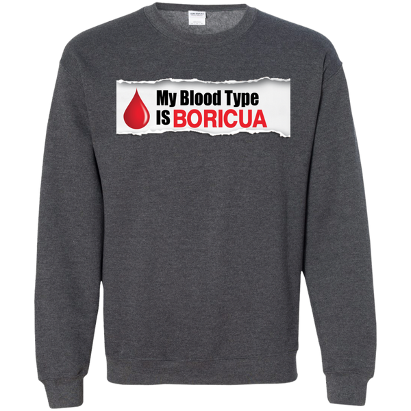 Blood Type Printed Crewneck Pullover Sweatshirt  8 oz - PR FLAGS UP