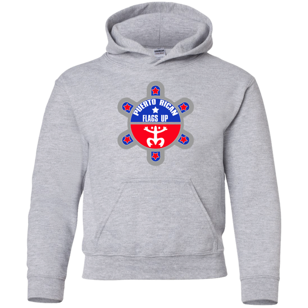 Puerto Rican Flags Up Youth Pullover Hoodie - PR FLAGS UP