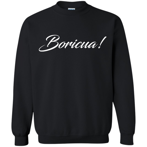 Boricua Script Printed Crewneck Pullover Sweatshirt  8 oz - PR FLAGS UP
