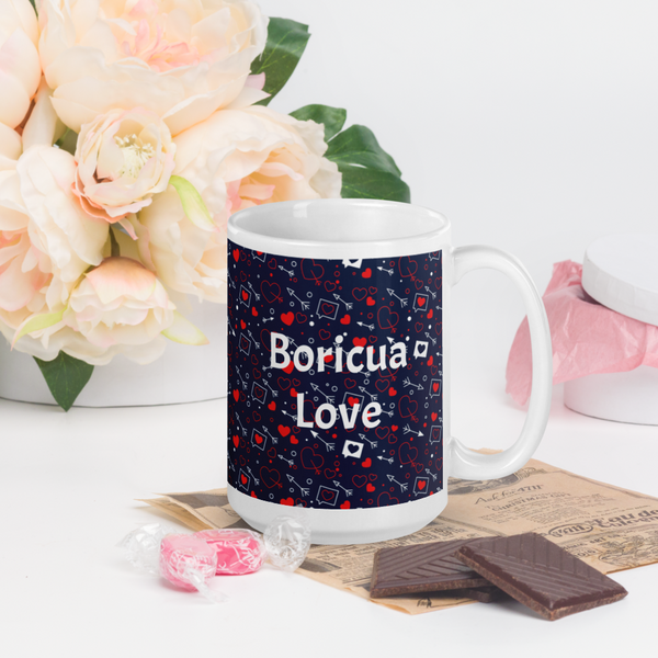 Boricua Love White glossy mug